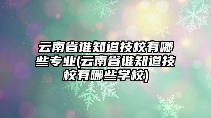 云南省誰知道技校有哪些專業(yè)(云南省誰知道技校有哪些學校)