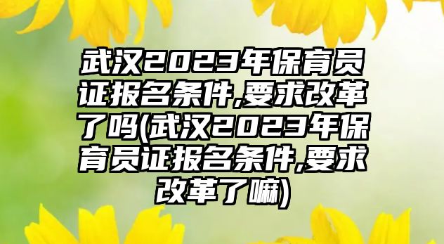 武漢2023年保育員證報(bào)名條件,要求改革了嗎(武漢2023年保育員證報(bào)名條件,要求改革了嘛)