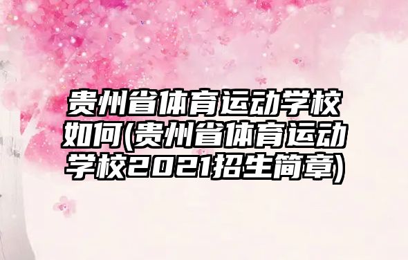 貴州省體育運動學校如何(貴州省體育運動學校2021招生簡章)