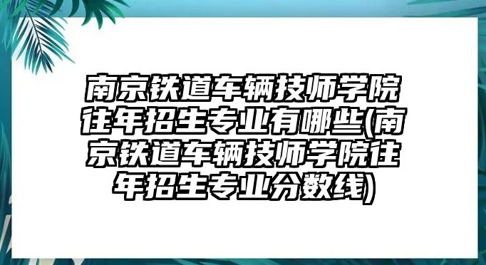 南京鐵道車輛技師學院往年招生專業(yè)有哪些(南京鐵道車輛技師學院往年招生專業(yè)分數(shù)線)