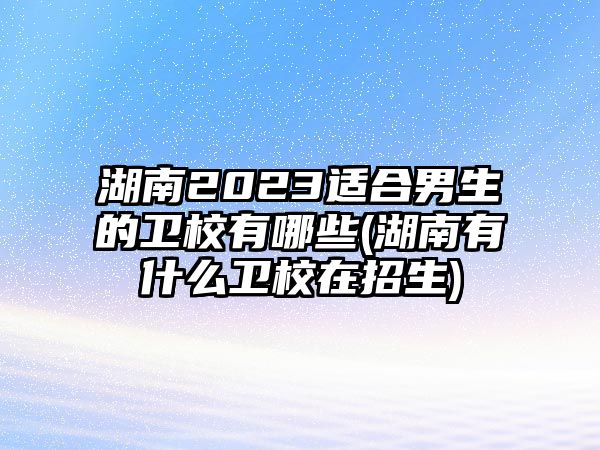 湖南2023適合男生的衛(wèi)校有哪些(湖南有什么衛(wèi)校在招生)