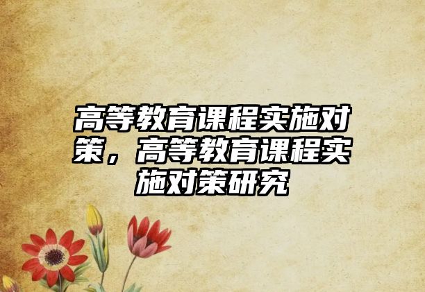 高等教育課程實施對策，高等教育課程實施對策研究