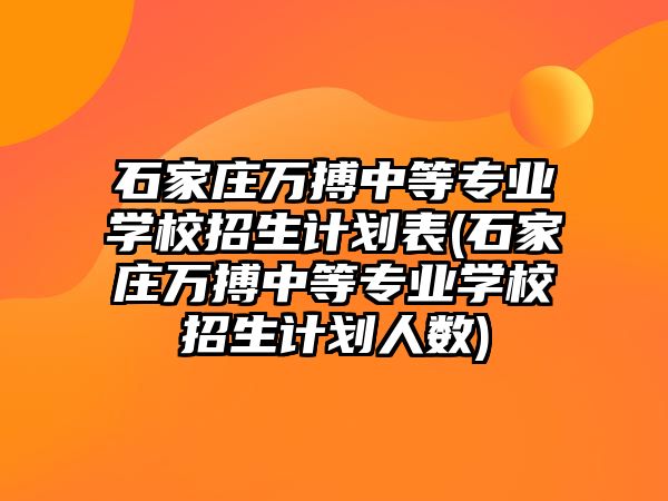 石家莊萬搏中等專業(yè)學(xué)校招生計劃表(石家莊萬搏中等專業(yè)學(xué)校招生計劃人數(shù))