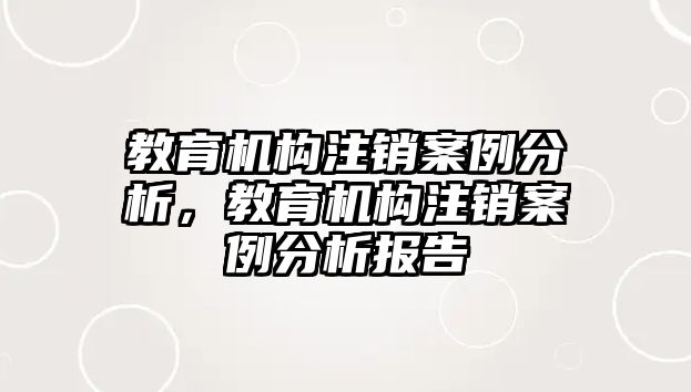 教育機構注銷案例分析，教育機構注銷案例分析報告