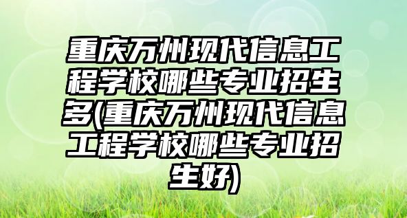 重慶萬州現(xiàn)代信息工程學(xué)校哪些專業(yè)招生多(重慶萬州現(xiàn)代信息工程學(xué)校哪些專業(yè)招生好)