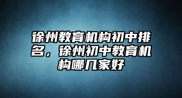 徐州教育機(jī)構(gòu)初中排名，徐州初中教育機(jī)構(gòu)哪幾家好