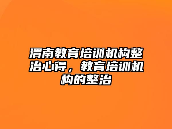 渭南教育培訓(xùn)機構(gòu)整治心得，教育培訓(xùn)機構(gòu)的整治