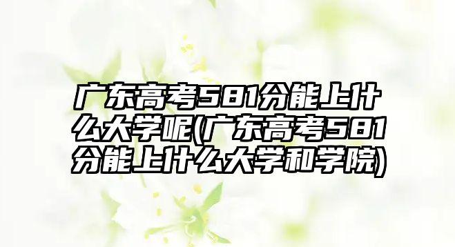 廣東高考581分能上什么大學呢(廣東高考581分能上什么大學和學院)