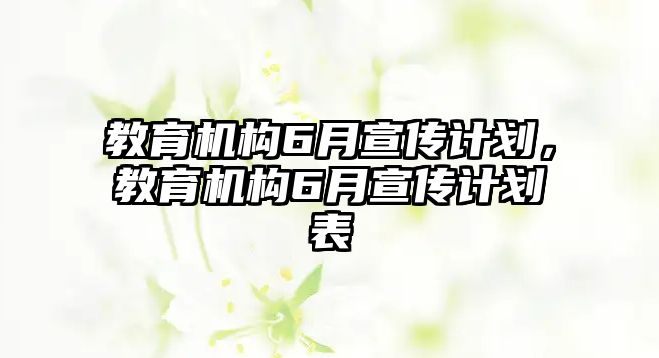 教育機(jī)構(gòu)6月宣傳計(jì)劃，教育機(jī)構(gòu)6月宣傳計(jì)劃表