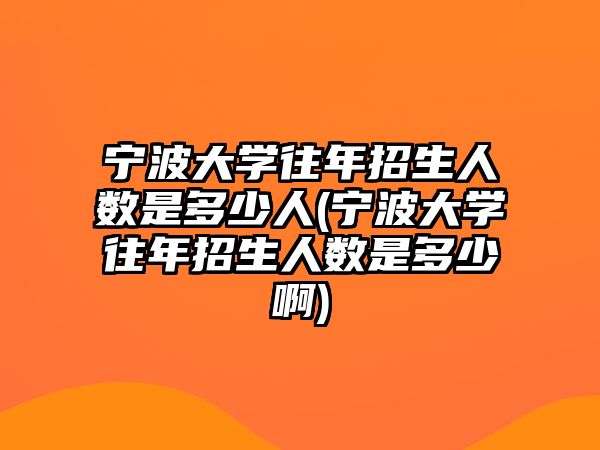 寧波大學(xué)往年招生人數(shù)是多少人(寧波大學(xué)往年招生人數(shù)是多少啊)