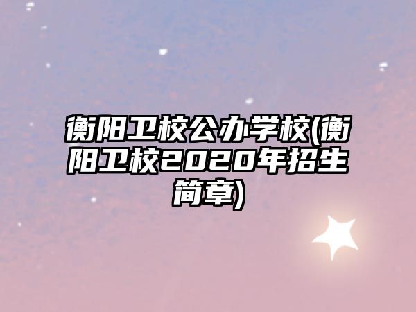 衡陽衛(wèi)校公辦學校(衡陽衛(wèi)校2020年招生簡章)