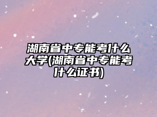 湖南省中專能考什么大學(xué)(湖南省中專能考什么證書)