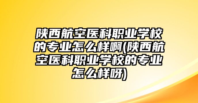 陜西航空醫(yī)科職業(yè)學(xué)校的專業(yè)怎么樣啊(陜西航空醫(yī)科職業(yè)學(xué)校的專業(yè)怎么樣呀)