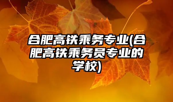 合肥高鐵乘務(wù)專業(yè)(合肥高鐵乘務(wù)員專業(yè)的學(xué)校)