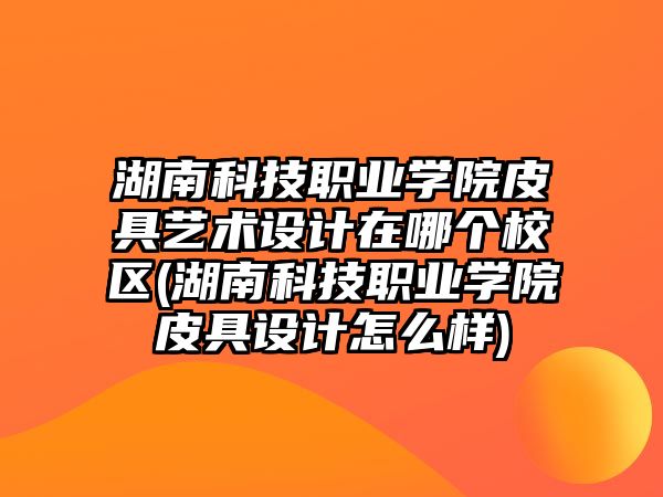 湖南科技職業(yè)學(xué)院皮具藝術(shù)設(shè)計(jì)在哪個(gè)校區(qū)(湖南科技職業(yè)學(xué)院皮具設(shè)計(jì)怎么樣)