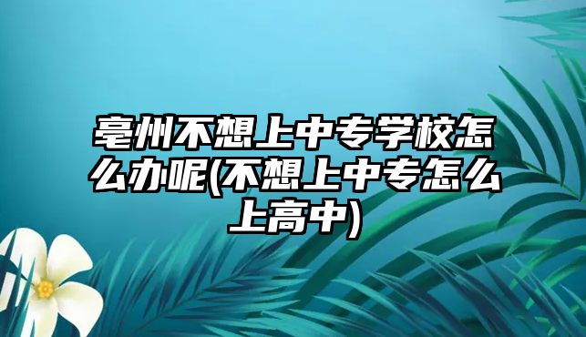 亳州不想上中專學(xué)校怎么辦呢(不想上中專怎么上高中)