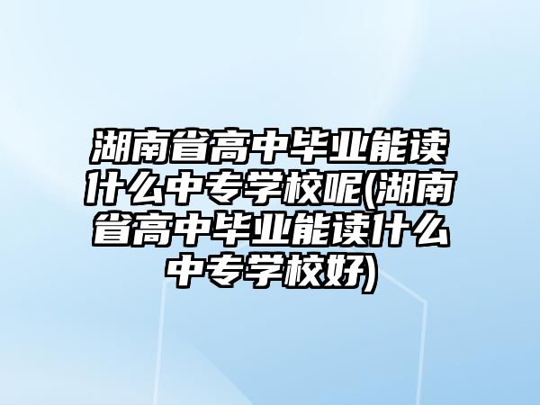 湖南省高中畢業(yè)能讀什么中專學(xué)校呢(湖南省高中畢業(yè)能讀什么中專學(xué)校好)