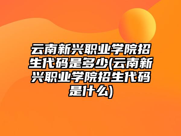 云南新興職業(yè)學(xué)院招生代碼是多少(云南新興職業(yè)學(xué)院招生代碼是什么)