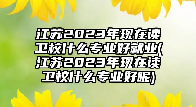 江蘇2023年現(xiàn)在讀衛(wèi)校什么專業(yè)好就業(yè)(江蘇2023年現(xiàn)在讀衛(wèi)校什么專業(yè)好呢)