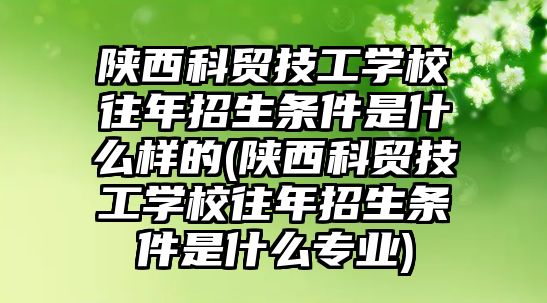 陜西科貿(mào)技工學(xué)校往年招生條件是什么樣的(陜西科貿(mào)技工學(xué)校往年招生條件是什么專業(yè))