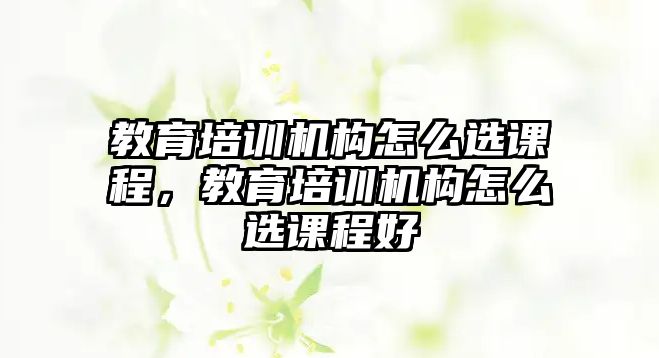 教育培訓(xùn)機(jī)構(gòu)怎么選課程，教育培訓(xùn)機(jī)構(gòu)怎么選課程好