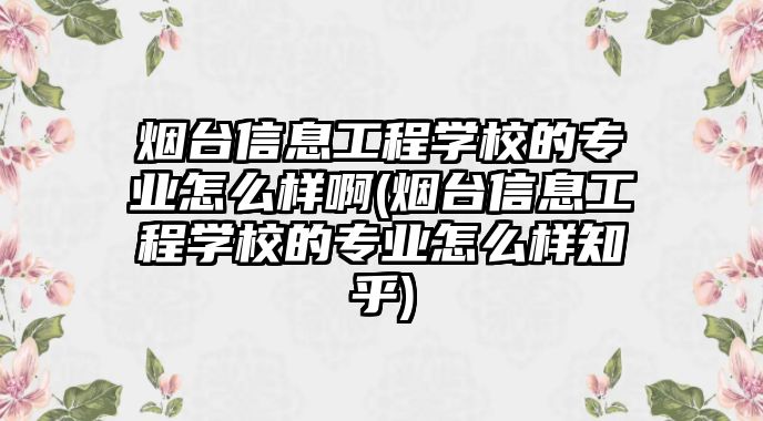 煙臺(tái)信息工程學(xué)校的專業(yè)怎么樣啊(煙臺(tái)信息工程學(xué)校的專業(yè)怎么樣知乎)