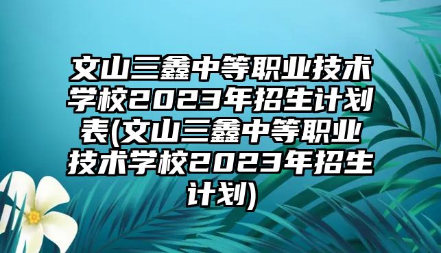 文山三鑫中等職業(yè)技術(shù)學(xué)校2023年招生計劃表(文山三鑫中等職業(yè)技術(shù)學(xué)校2023年招生計劃)