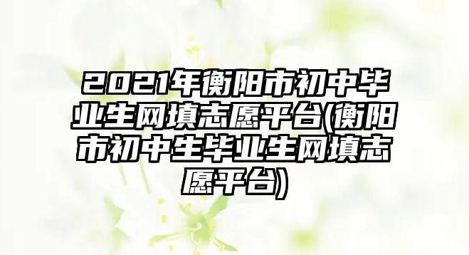 2021年衡陽市初中畢業(yè)生網(wǎng)填志愿平臺(衡陽市初中生畢業(yè)生網(wǎng)填志愿平臺)