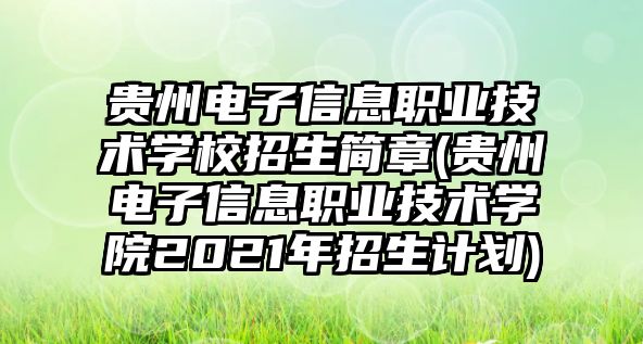 貴州電子信息職業(yè)技術學校招生簡章(貴州電子信息職業(yè)技術學院2021年招生計劃)