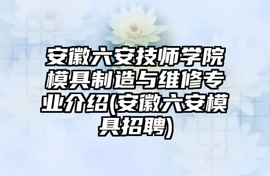 安徽六安技師學(xué)院模具制造與維修專(zhuān)業(yè)介紹(安徽六安模具招聘)