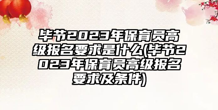 畢節(jié)2023年保育員高級報名要求是什么(畢節(jié)2023年保育員高級報名要求及條件)