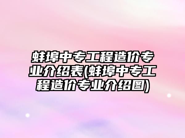 蚌埠中專工程造價(jià)專業(yè)介紹表(蚌埠中專工程造價(jià)專業(yè)介紹圖)