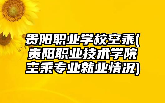 貴陽職業(yè)學校空乘(貴陽職業(yè)技術學院空乘專業(yè)就業(yè)情況)