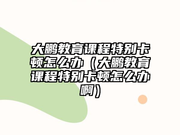 大鵬教育課程特別卡頓怎么辦（大鵬教育課程特別卡頓怎么辦啊）