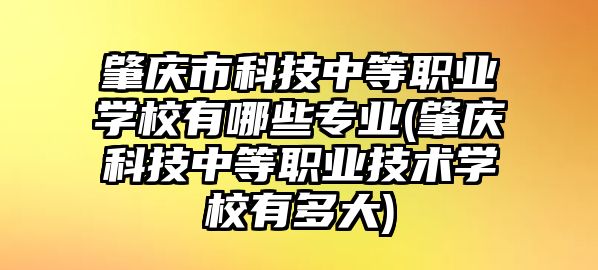 肇慶市科技中等職業(yè)學(xué)校有哪些專業(yè)(肇慶科技中等職業(yè)技術(shù)學(xué)校有多大)