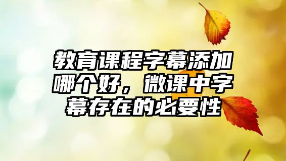 教育課程字幕添加哪個好，微課中字幕存在的必要性