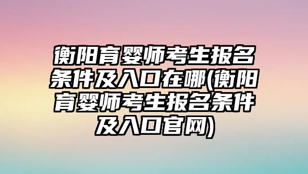 衡陽育嬰師考生報名條件及入口在哪(衡陽育嬰師考生報名條件及入口官網(wǎng))