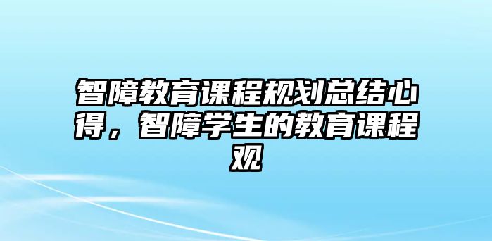 智障教育課程規(guī)劃總結(jié)心得，智障學(xué)生的教育課程觀