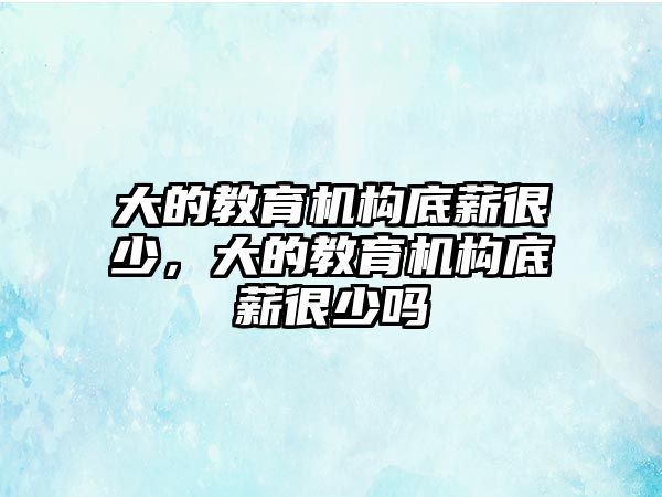 大的教育機構(gòu)底薪很少，大的教育機構(gòu)底薪很少嗎