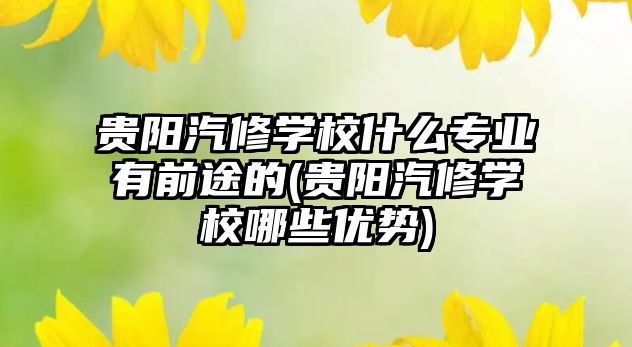 貴陽汽修學(xué)校什么專業(yè)有前途的(貴陽汽修學(xué)校哪些優(yōu)勢)