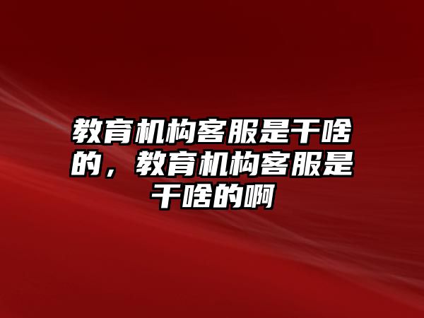 教育機構(gòu)客服是干啥的，教育機構(gòu)客服是干啥的啊