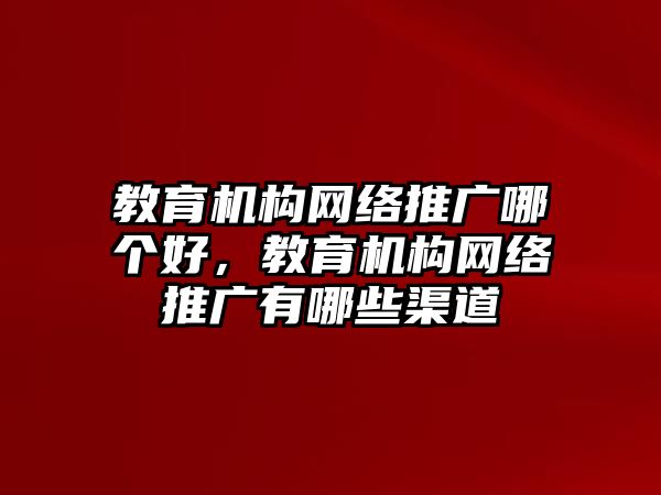 教育機(jī)構(gòu)網(wǎng)絡(luò)推廣哪個(gè)好，教育機(jī)構(gòu)網(wǎng)絡(luò)推廣有哪些渠道