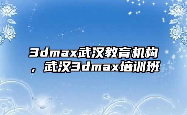 3dmax武漢教育機(jī)構(gòu)，武漢3dmax培訓(xùn)班