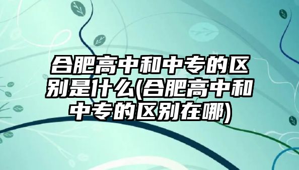 合肥高中和中專的區(qū)別是什么(合肥高中和中專的區(qū)別在哪)