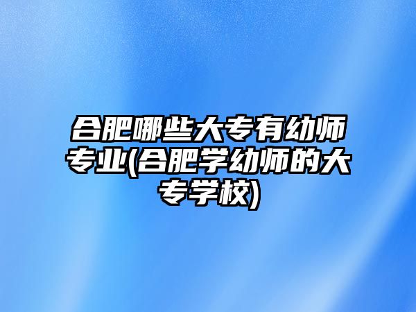 合肥哪些大專有幼師專業(yè)(合肥學幼師的大專學校)