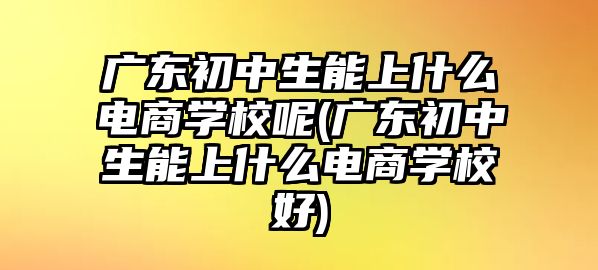 廣東初中生能上什么電商學(xué)校呢(廣東初中生能上什么電商學(xué)校好)