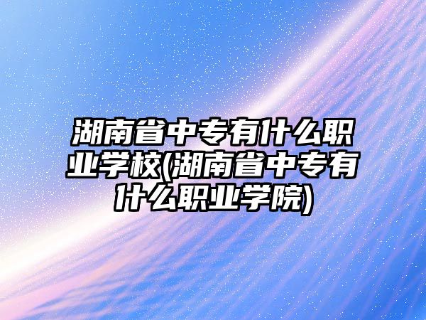 湖南省中專有什么職業(yè)學校(湖南省中專有什么職業(yè)學院)