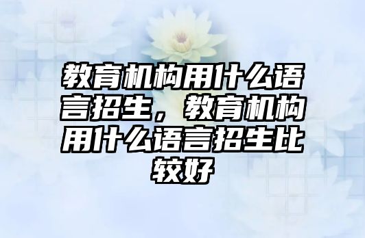 教育機構(gòu)用什么語言招生，教育機構(gòu)用什么語言招生比較好