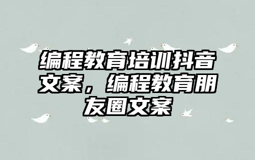 編程教育培訓(xùn)抖音文案，編程教育朋友圈文案