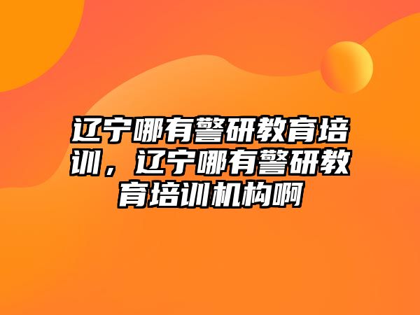 遼寧哪有警研教育培訓(xùn)，遼寧哪有警研教育培訓(xùn)機(jī)構(gòu)啊